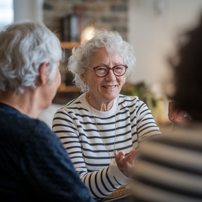 Réunion de coaching en accompagnement fin de vie avec échanges et conseils pratiques dans un cadre serein